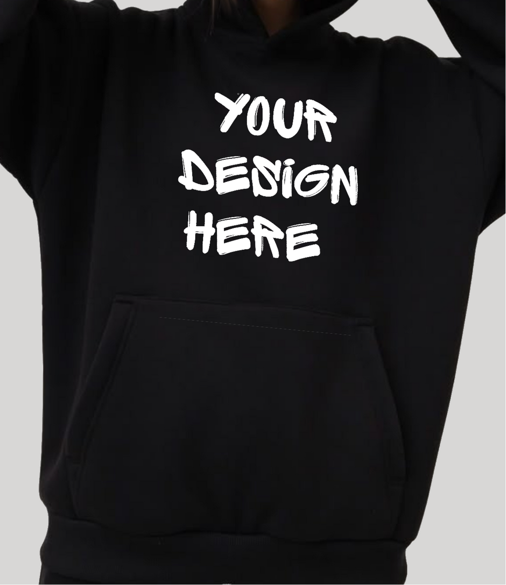 Custom Hoodie Black - Puff Berry