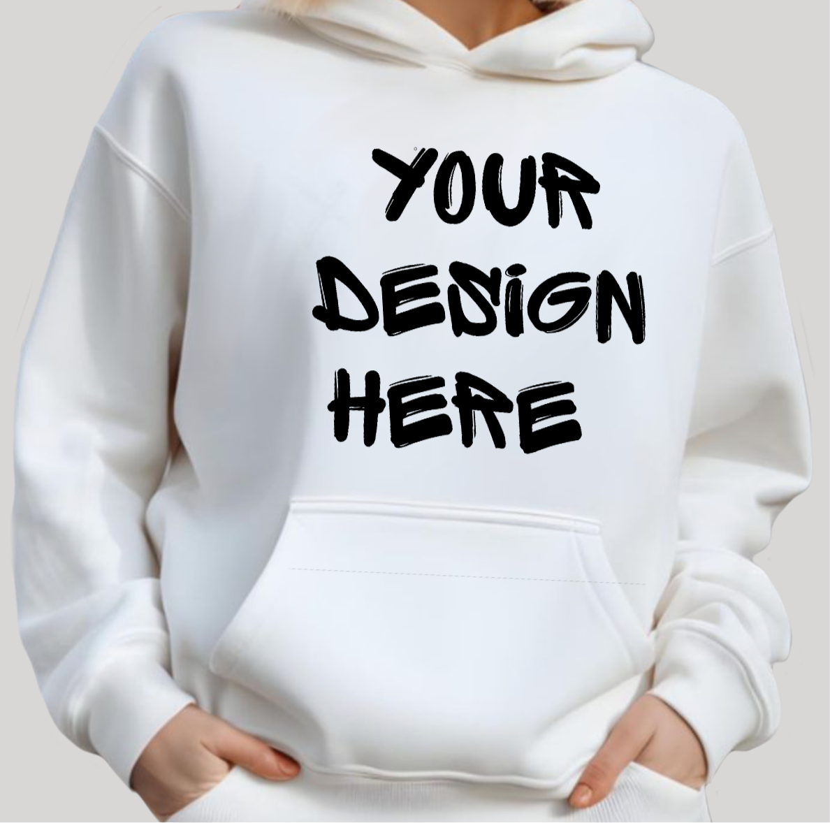 Custom Hoodie White - Puff Berry