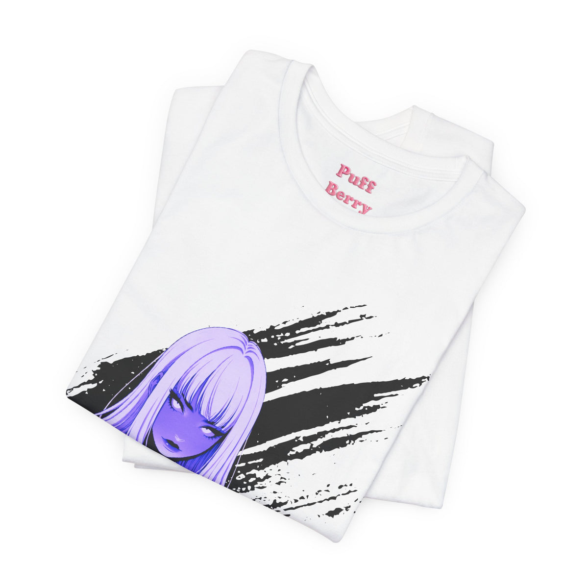 Purple Neon Girl White Tee