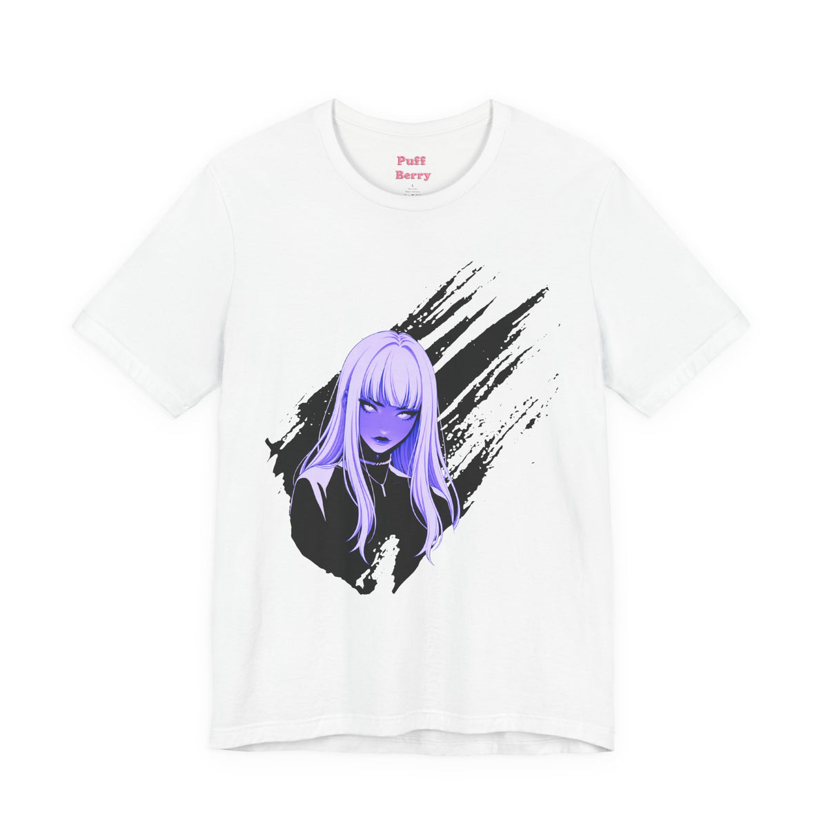 Purple Neon Girl White Tee