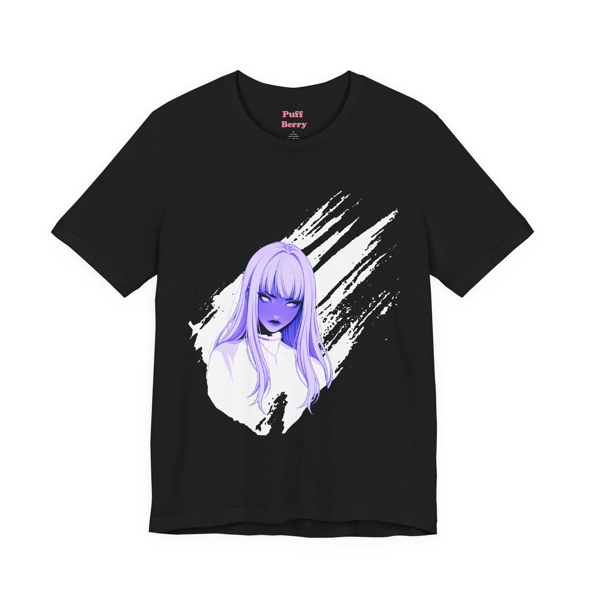 Purple Neon Girl Black Tee