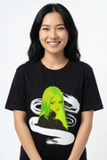 Green Neon Girl Black Tee