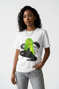 Green Neon Girl White Tee