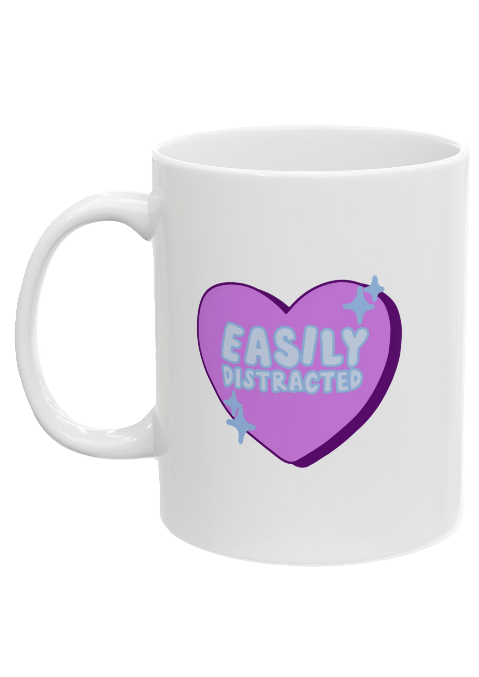 Easily Distracted White Mug - Puff Berry
