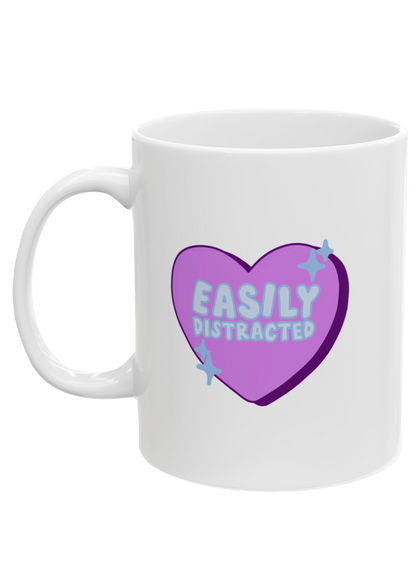 Easily Distracted White Mug - Puff Berry