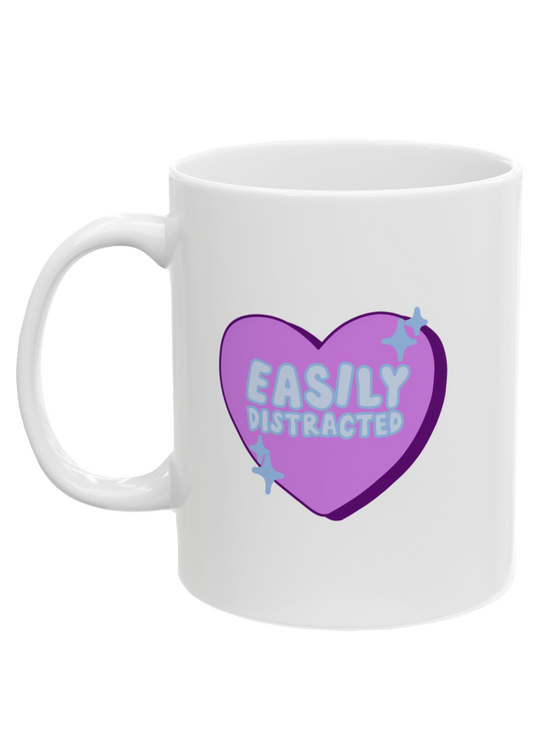 Easily Distracted White Mug - Puff Berry
