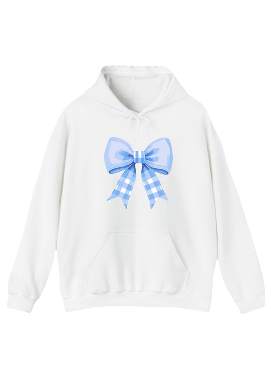Blue Bow White Hoodie
