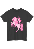 Puff Berry charcoal T-shirt with pink pony cowgirl puffberry Tee