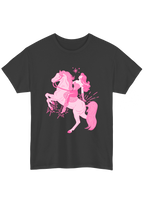 Puff Berry charcoal T-shirt with pink pony cowgirl puffberry Tee