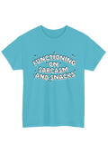 Sarcasm and Snacks Turquoise Tee - Puff Berry