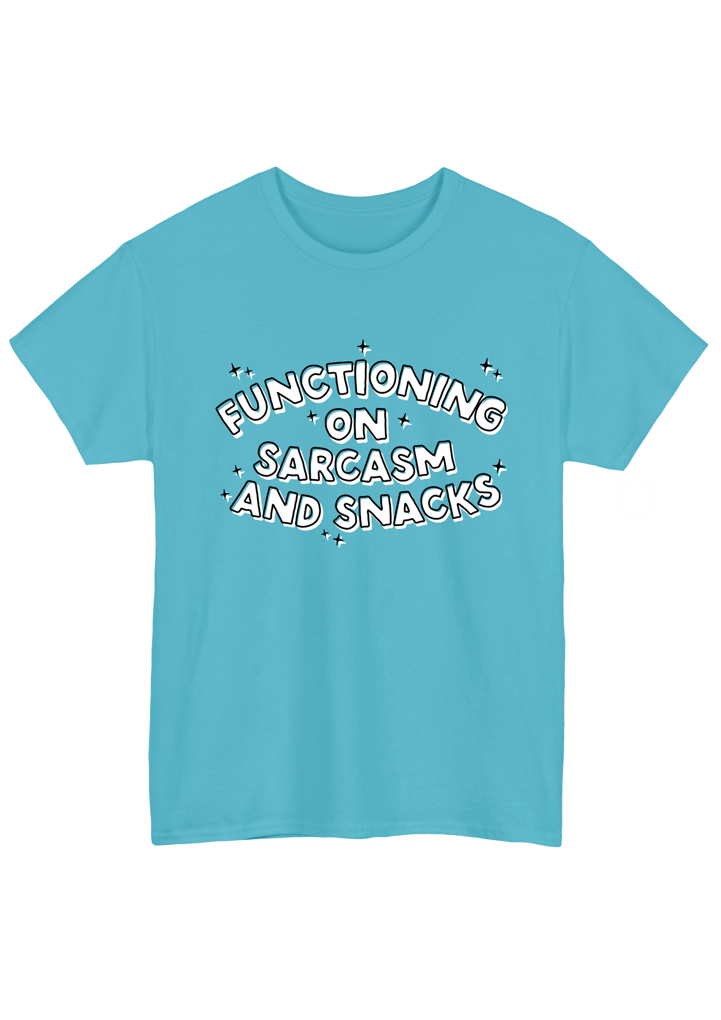 Sarcasm and Snacks Turquoise Tee - Puff Berry