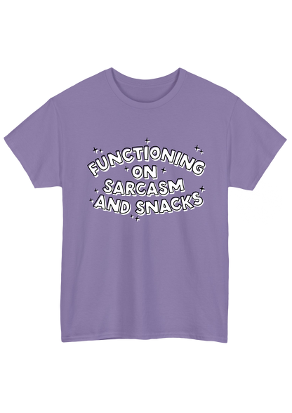 Sarcasm and Snacks Purple Tee - Puff Berry
