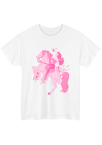 Puff Berry white T-shirt with pink pony cowgirl puffberry Tee