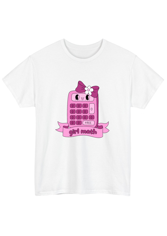 Girl Math White Tee - Puff Berry