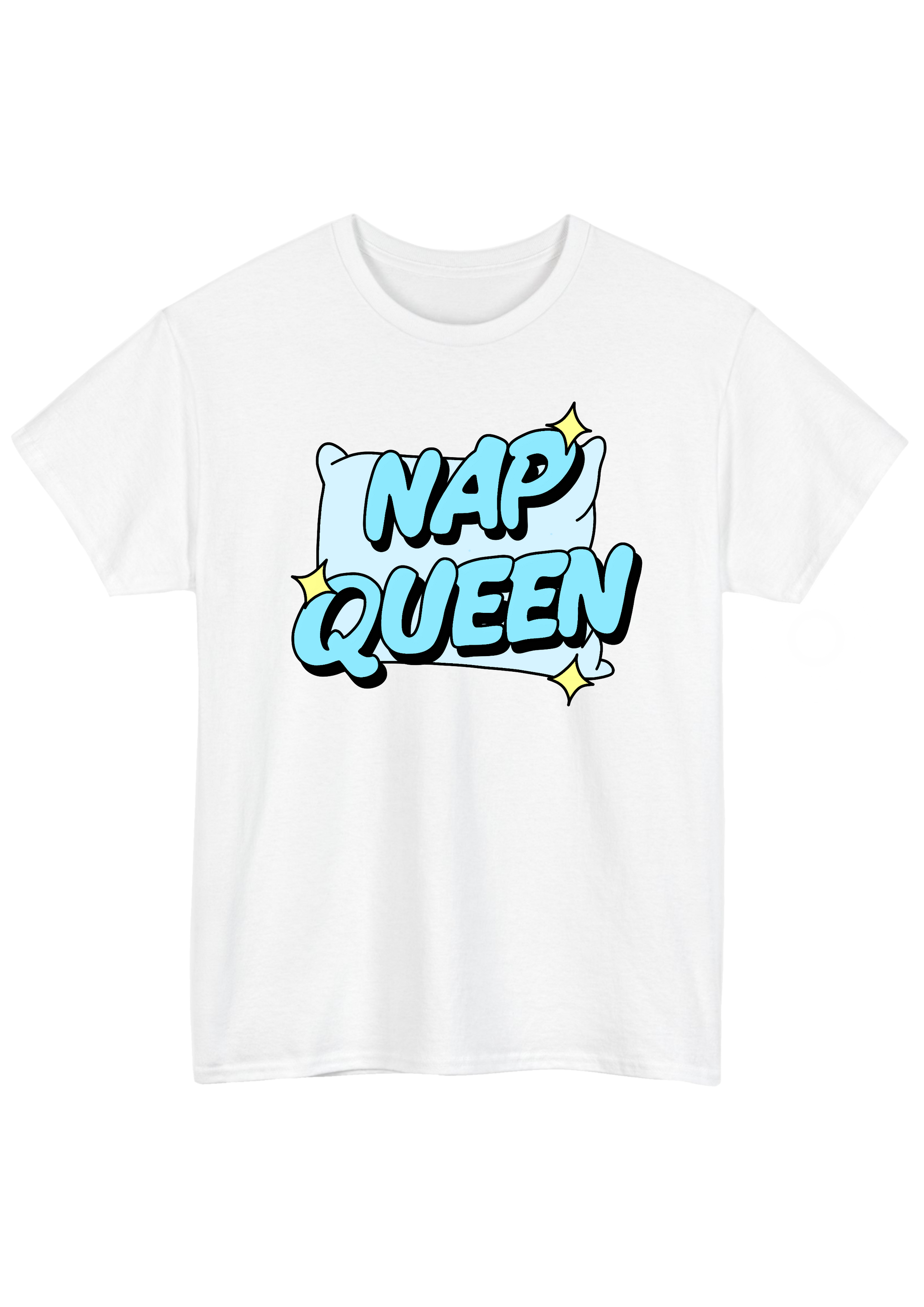 Nap Queen White Tee - Puff Berry