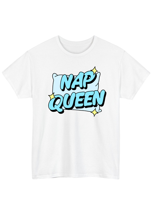 Nap Queen White Tee - Puff Berry