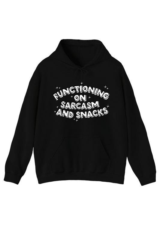 Sarcasm and Snacks Black Hoodie