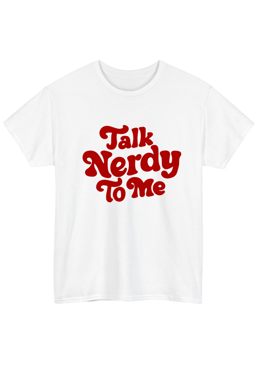 Talk Nerdy White Tee - Puff Berry