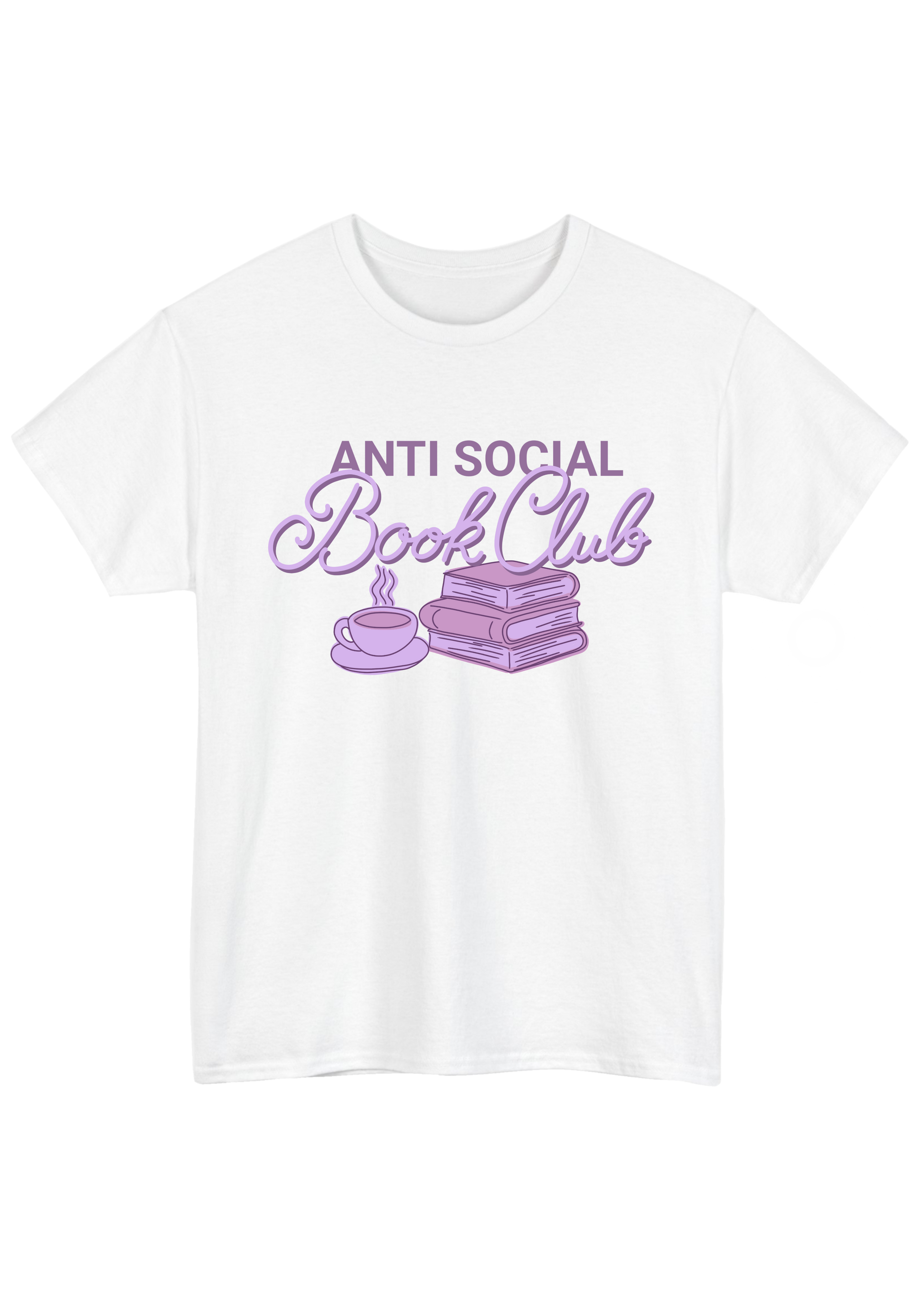 Antisocial Bookclub White Tee - Puff Berry