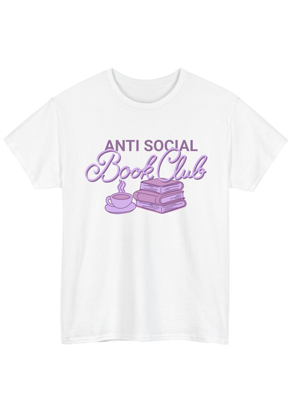 Antisocial Bookclub White Tee - Puff Berry