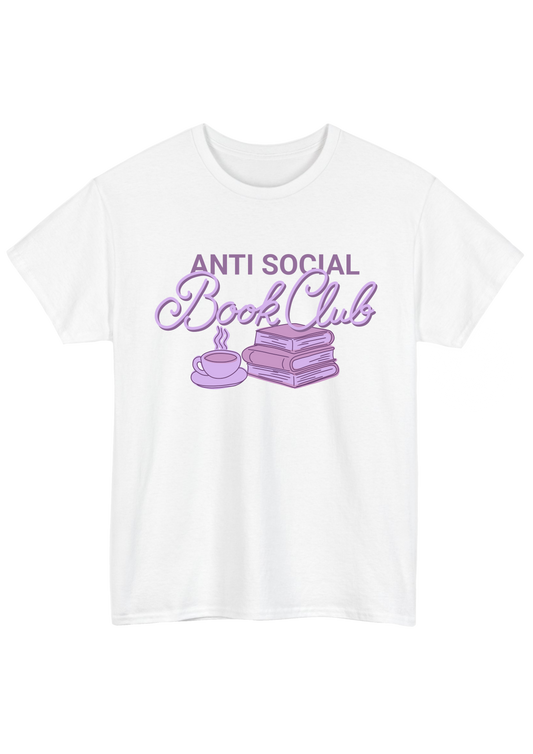 Antisocial Bookclub White Tee - Puff Berry