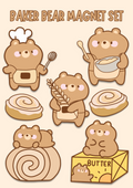 Baker Bear Magnet Set - Puff Berry