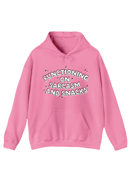 Sarcasm and Snacks Pink Hoodie