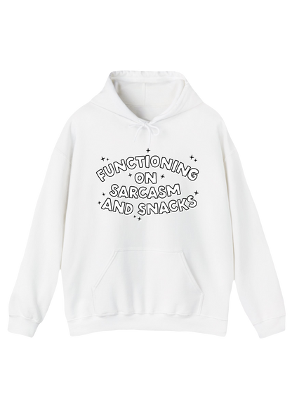 Sarcasm and Snacks White Hoodie