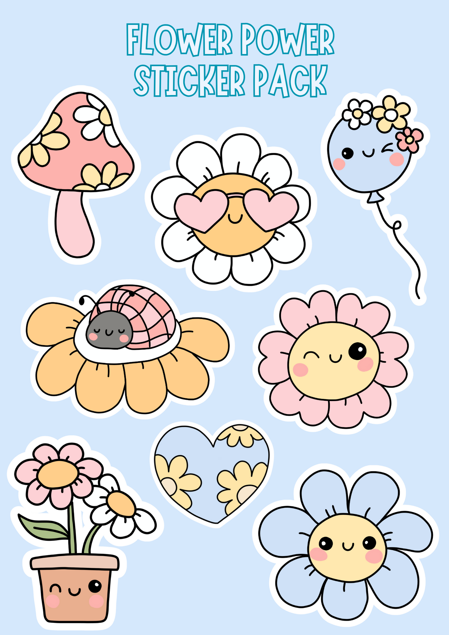 Flower Power Sticker Pack A4 - Puff Berry