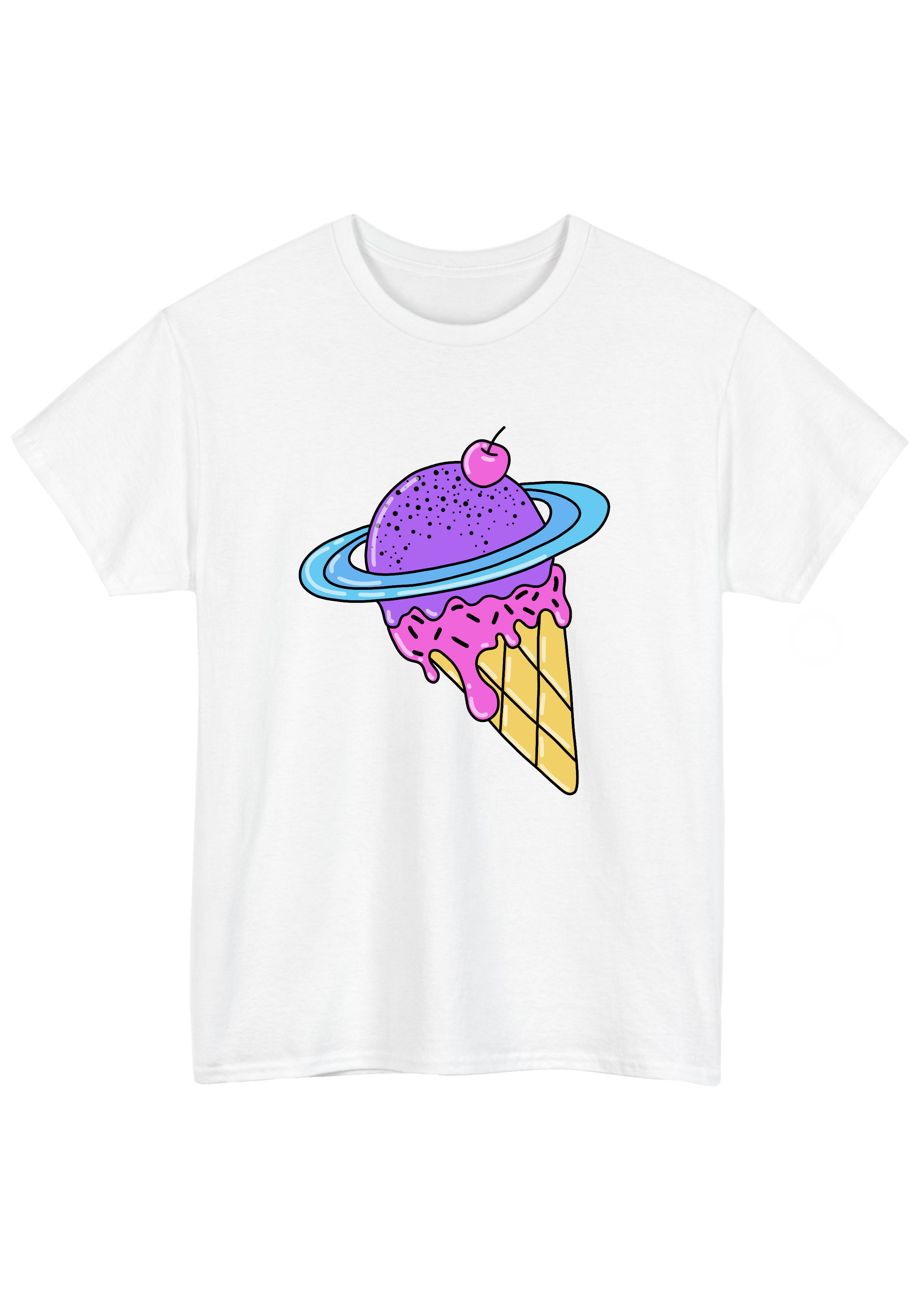 Cosmic Ice Cream White Tee - Puff Berry