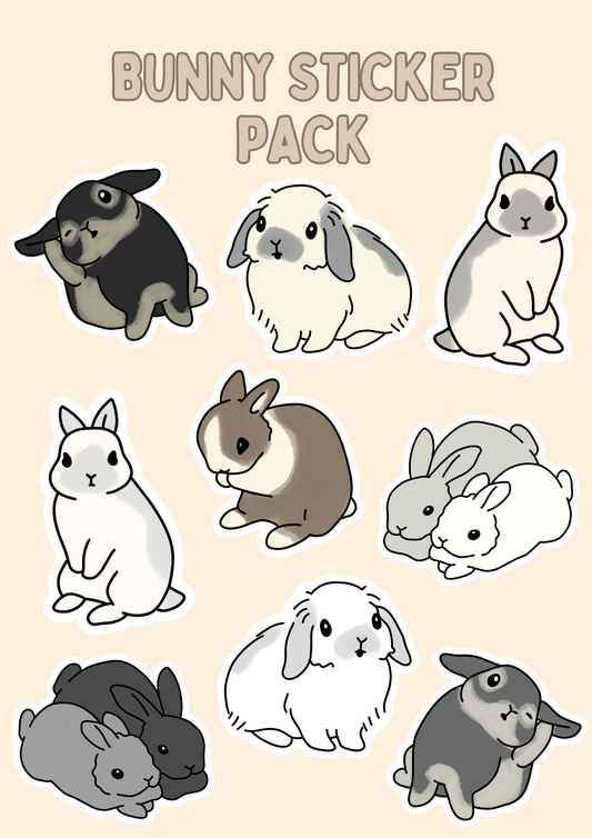 Bunny Sticker Pack A4 - Puff Berry