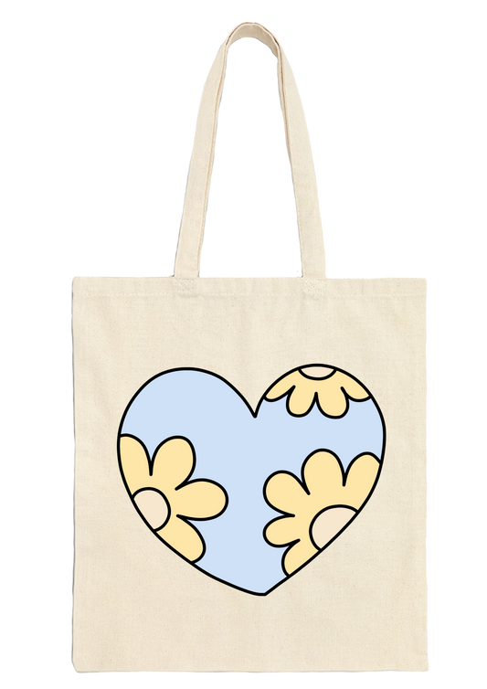 Flower Heart Tote Bag - Puff Berry