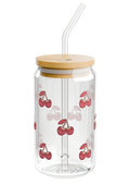 Cherry Glass Mug with Lid