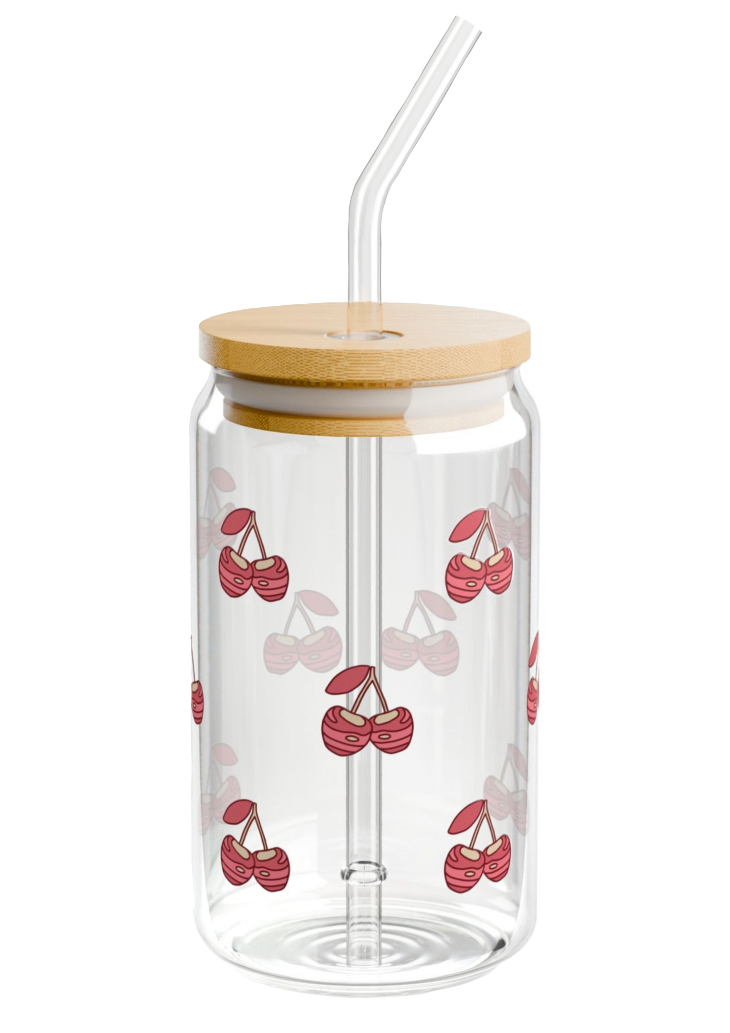 Cherry Glass Mug with Lid
