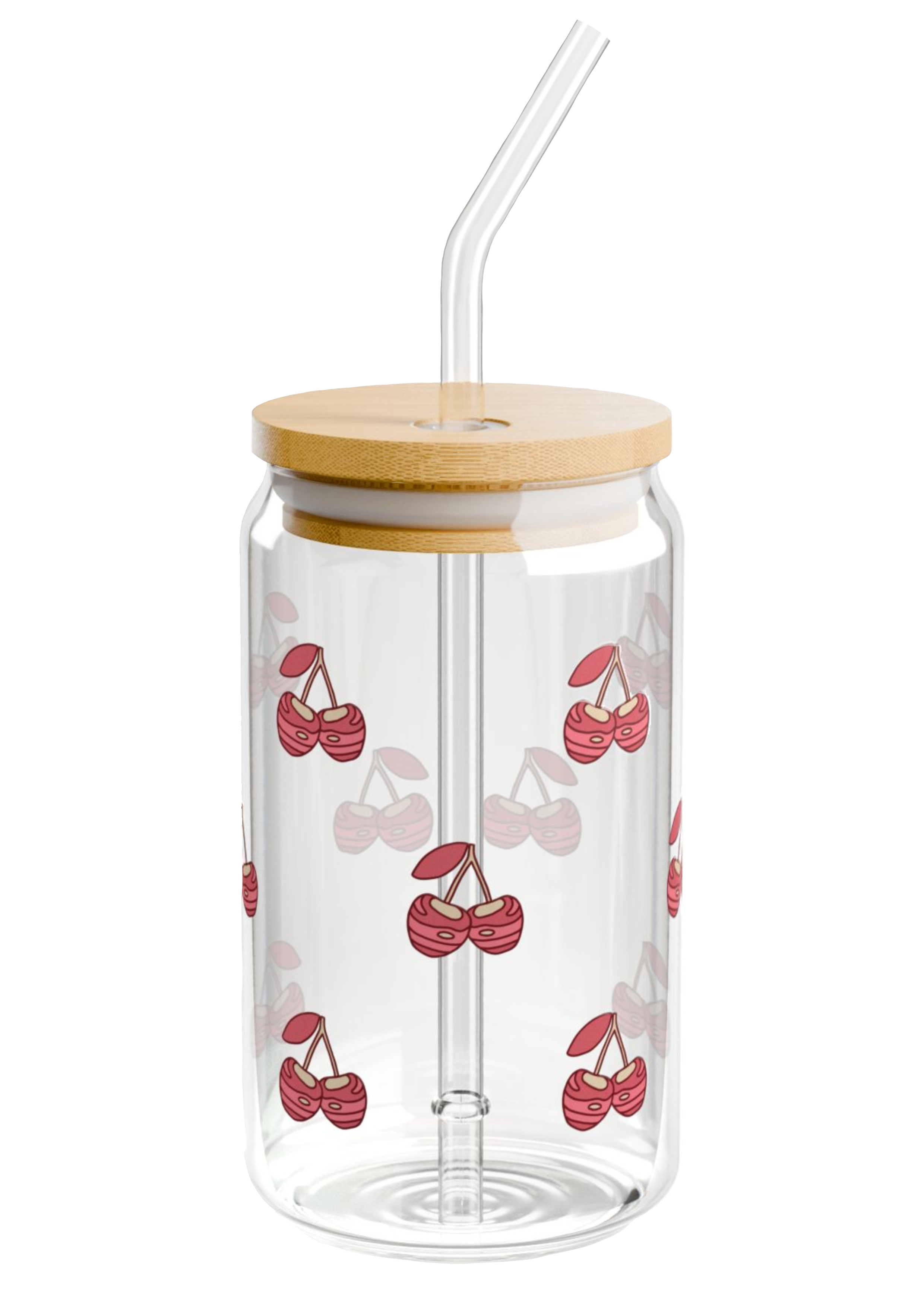Cherry Glass Mug with Lid