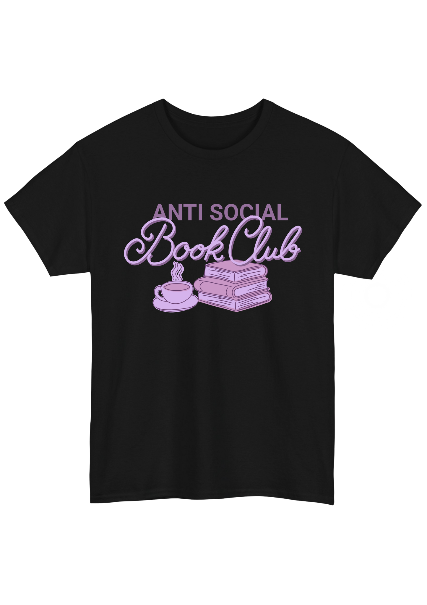 Antisocial Bookclub Black Tee - Puff Berry