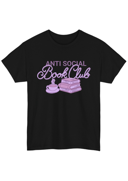 Antisocial Bookclub Black Tee - Puff Berry