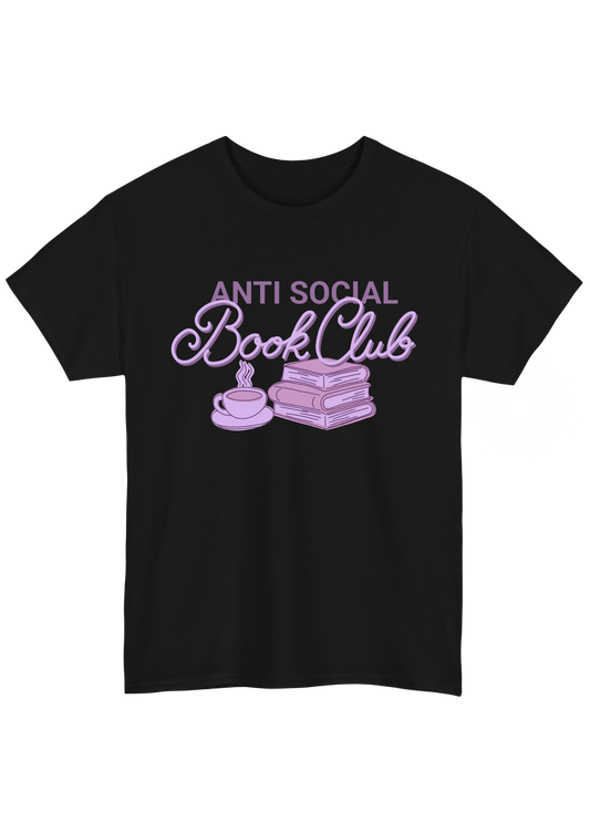 Antisocial Bookclub Black Tee - Puff Berry