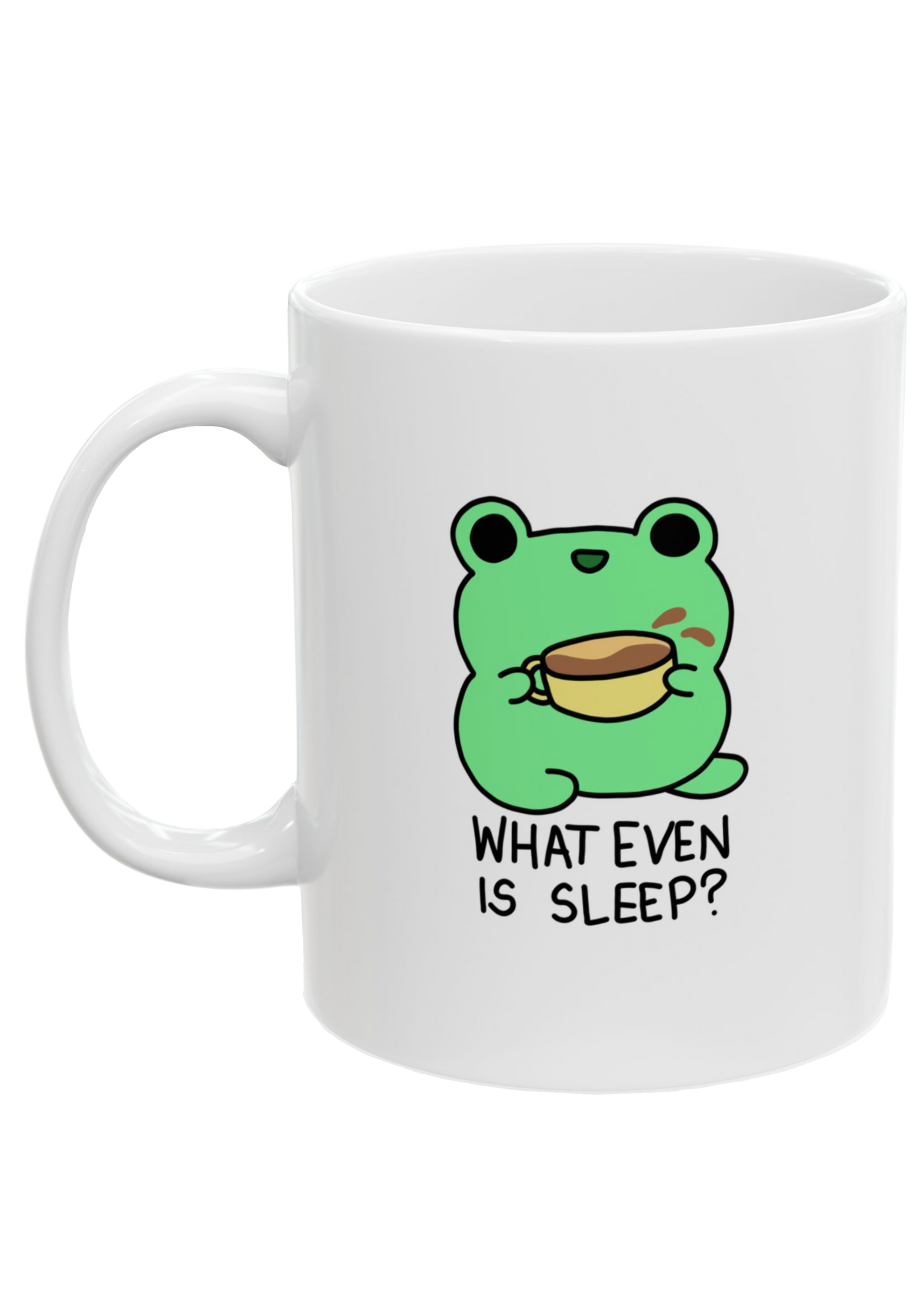 Caffeinated Frog White Mug - Puff Berry