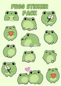 Frog Sticker Pack A4 - Puff Berry