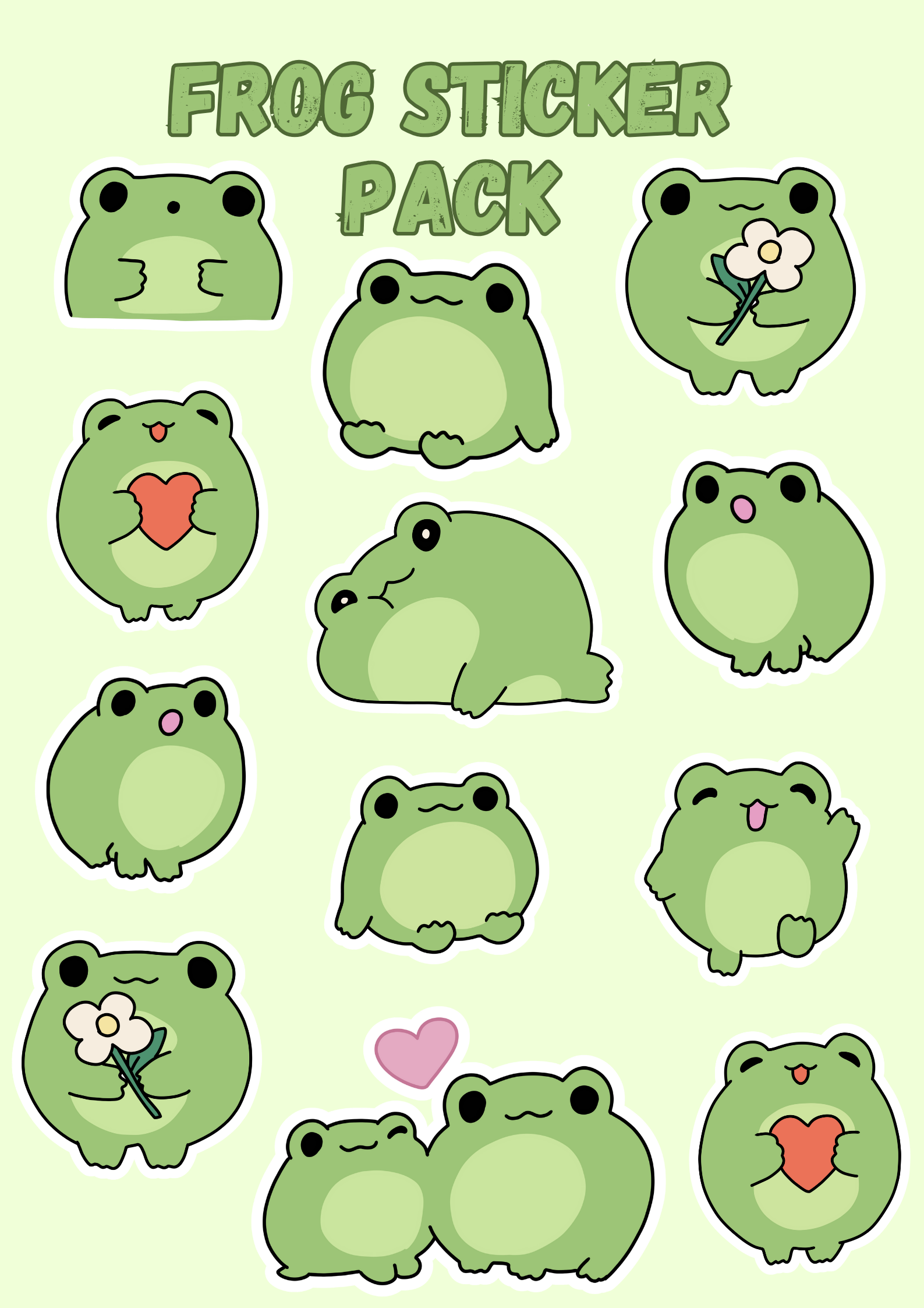 Frog Sticker Pack A4 - Puff Berry