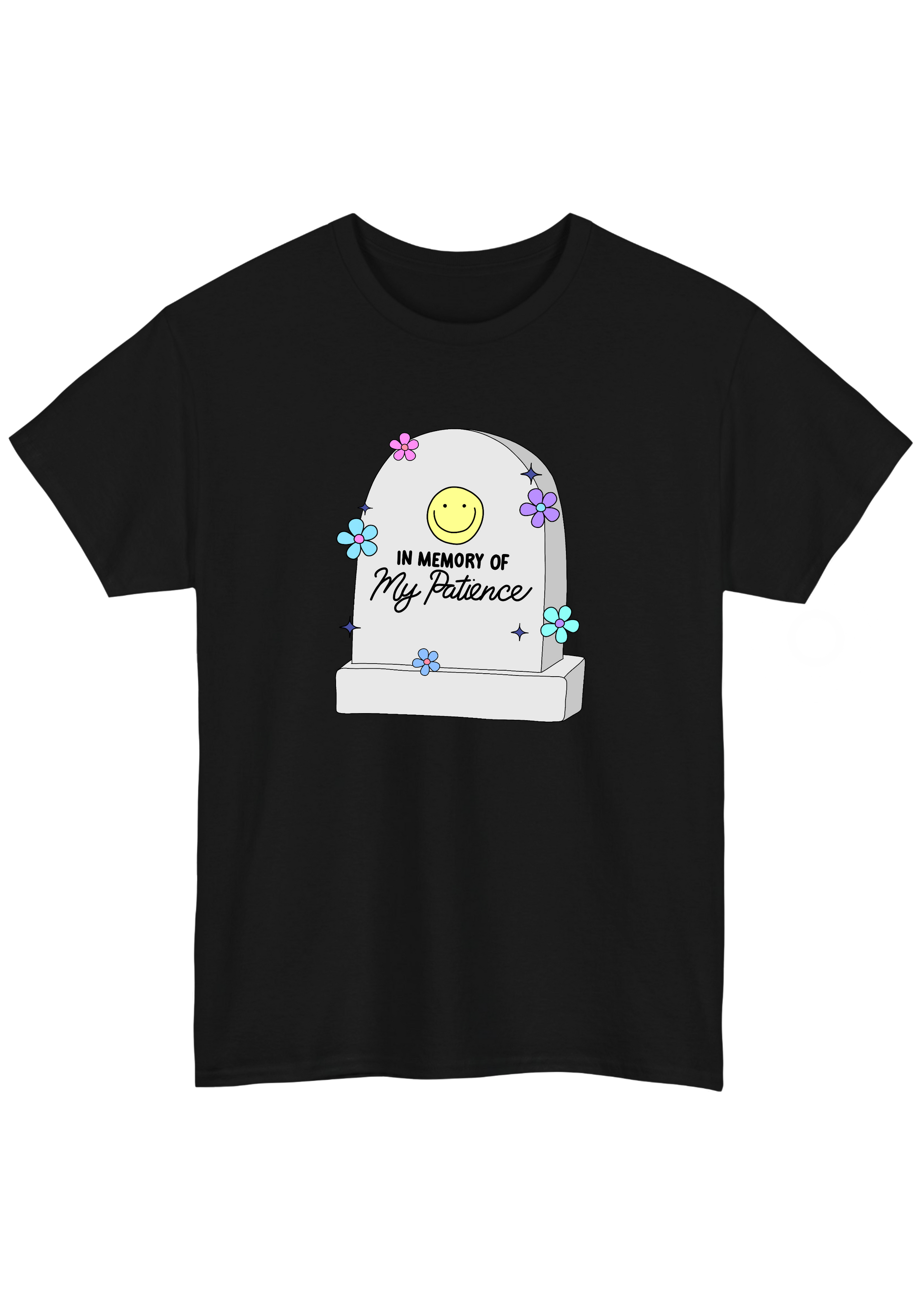 Patience Black Tee - Puff Berry