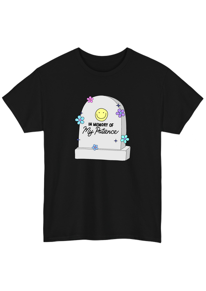 Patience Black Tee - Puff Berry