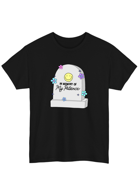 Patience Black Tee - Puff Berry