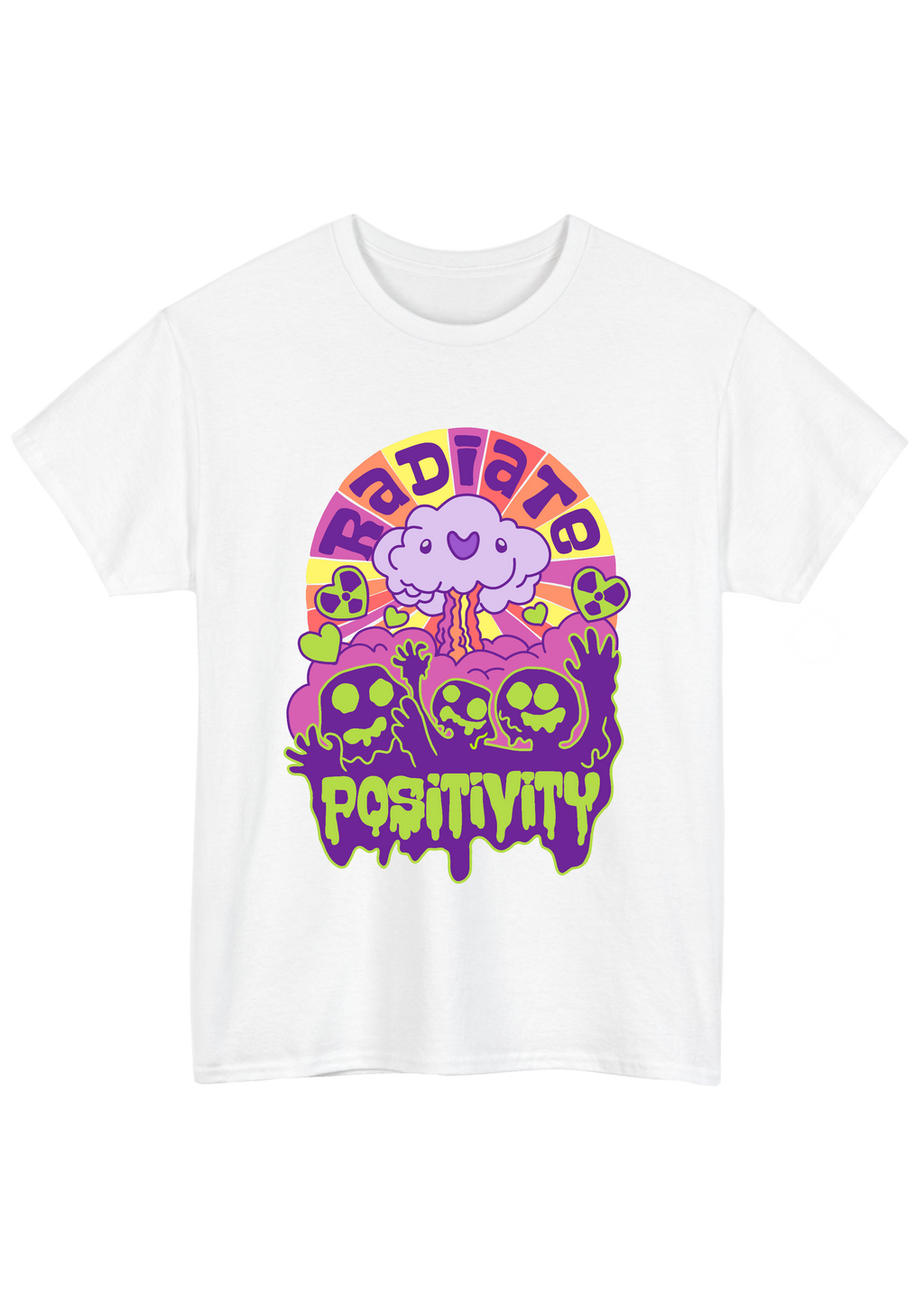 Radiate Positivity White Tee - Puff Berry