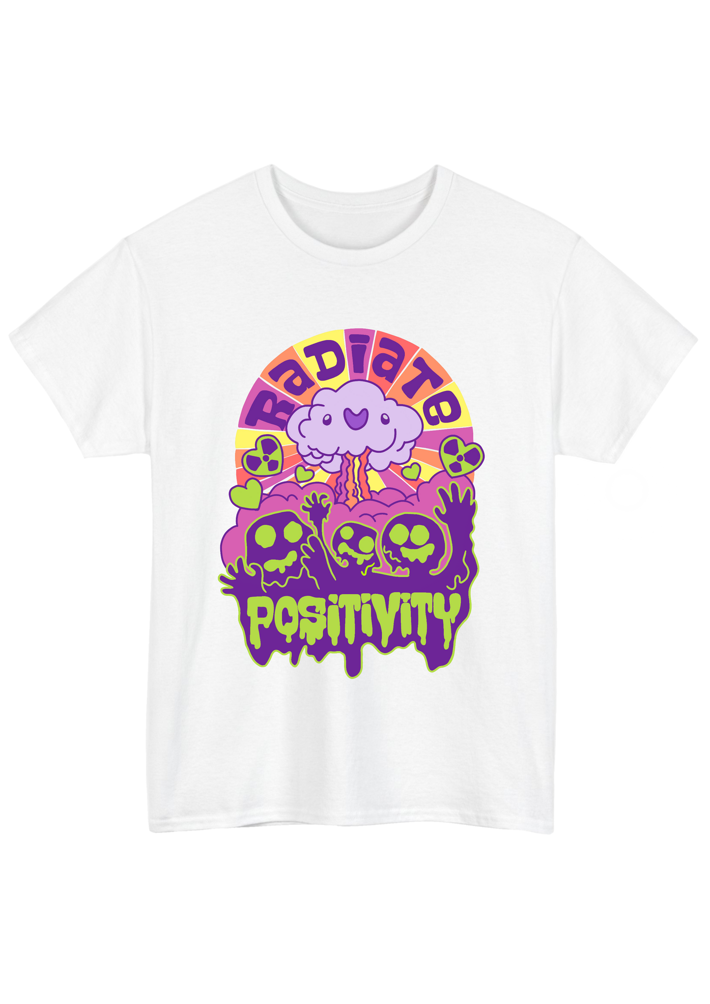 Radiate Positivity White Tee - Puff Berry