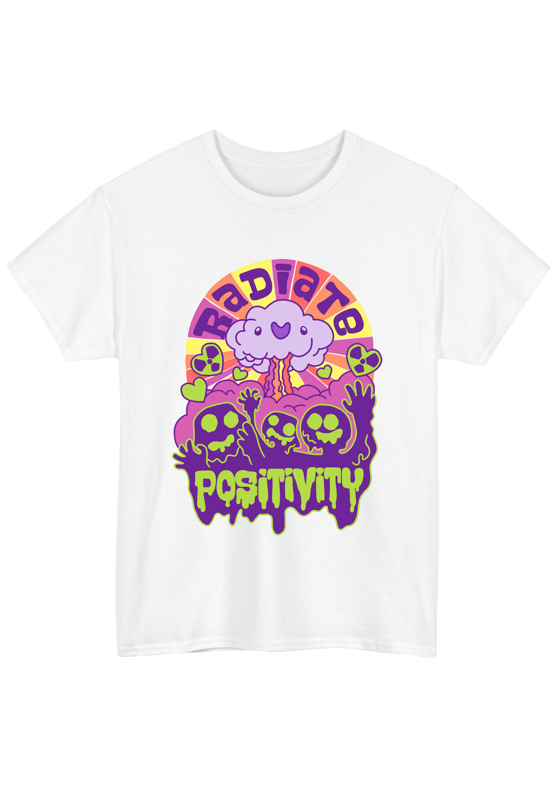 Radiate Positivity White Tee - Puff Berry
