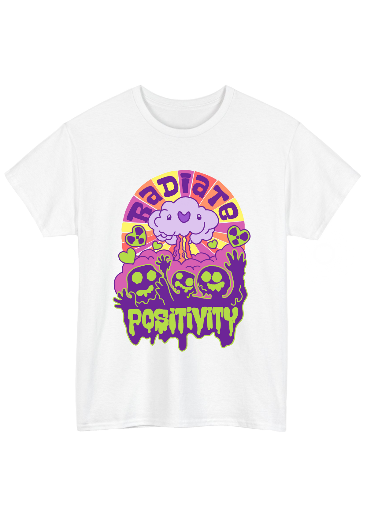 Radiate Positivity White Tee - Puff Berry
