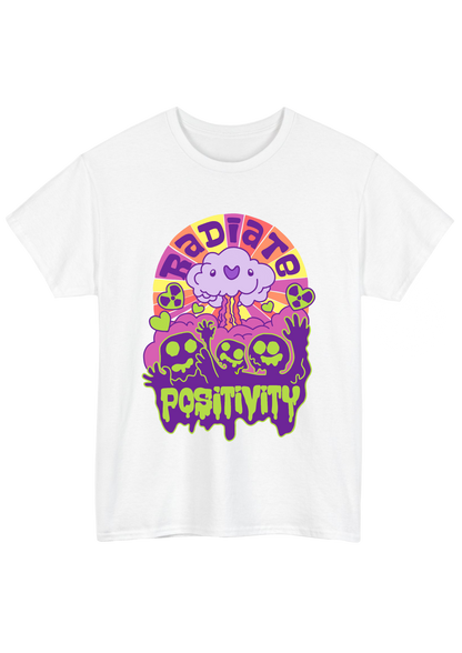 Radiate Positivity White Tee - Puff Berry