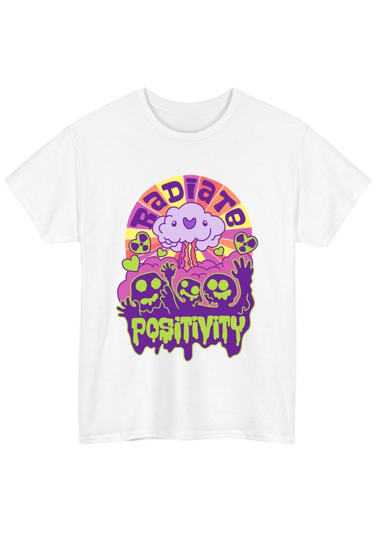 Radiate Positivity White Tee - Puff Berry